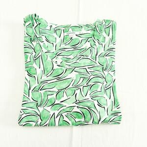 Chico's Green Printed Abstract Palm Graphic Print Short Sleeve Top Size XL